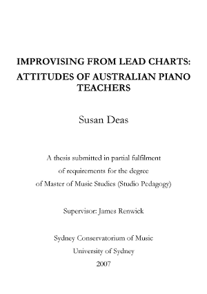 Improvising from lead charts: Attitudes of Australian piano teachers